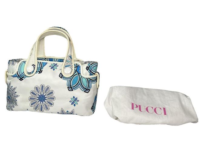 Bolso de mano de algodón blanco Emilio Pucci