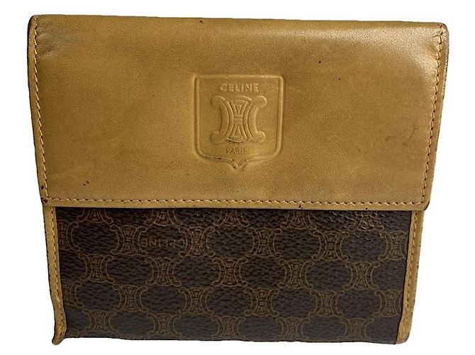 Céline Celine Triomphe Brown Leather Wallet