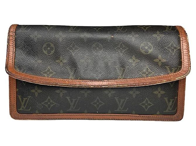 Braune Leder-Clutch von Louis Vuitton Neverfull
