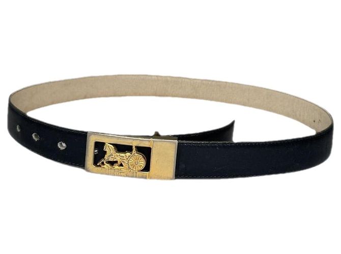 Céline Celine Triomphe Black Leather Belt