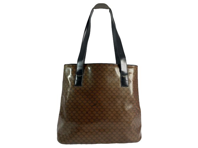 Céline Bolsa de mão de couro envernizado marrom Celine