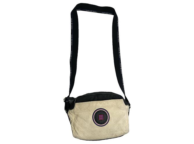 Bolso de mano de algodón beige de Chanel