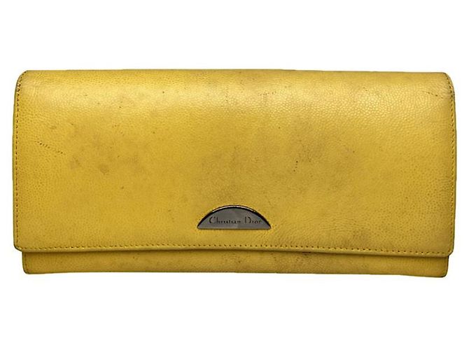 Portafoglio in pelle gialla Dior Giallo