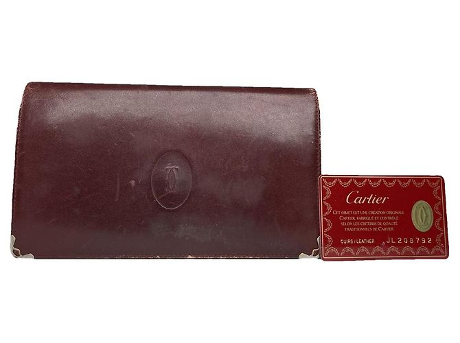 Billetera de cuero burdeos Cartier
