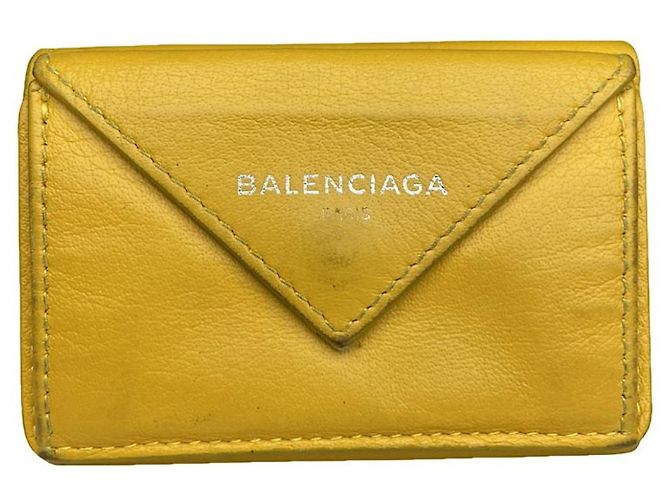 Cartera de cuero amarilla Balenciaga Amarillo