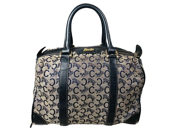Céline Bolsa de couro preto Celine Tambour