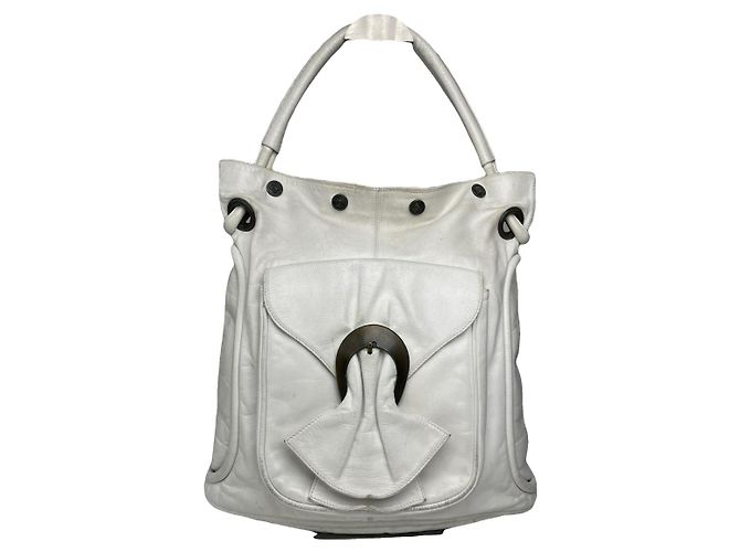 Weiße Lederhandtasche von Gianni Versace