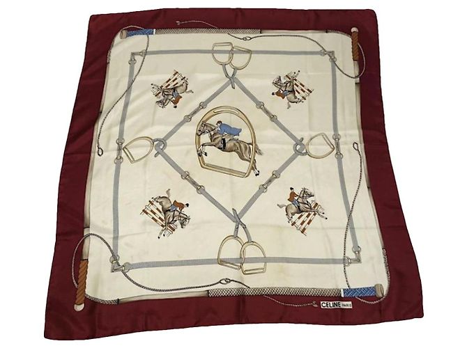 Céline Celine Anelli di foulard Sciarpa in seta multicolore