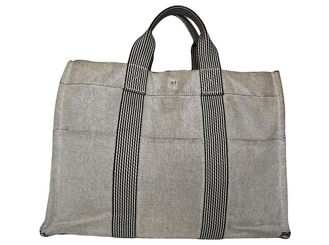 Bolsa de mão de algodão bege da Hermès