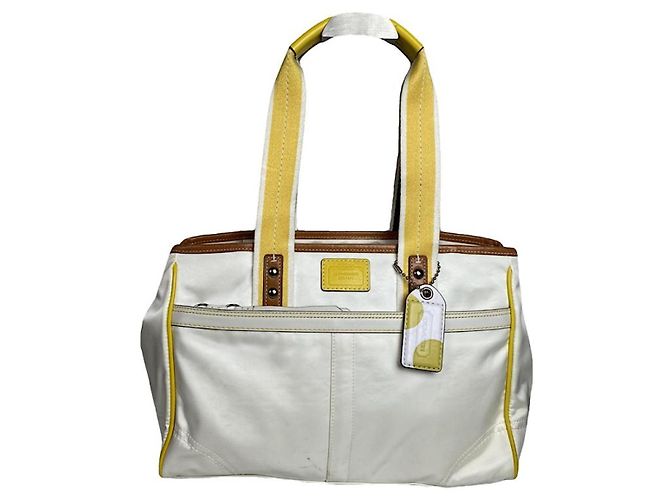 Bolso de mano de algodón blanco Coach Mercer satchel 24