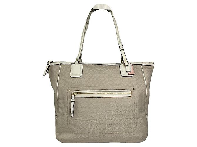 Bolso de mano de algodón blanco Sufflette Signature de Coach