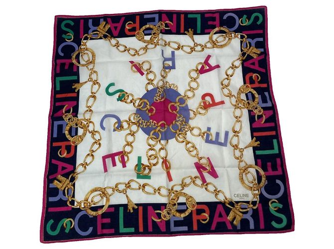 Céline Sciarpa di seta multicolore Celine 