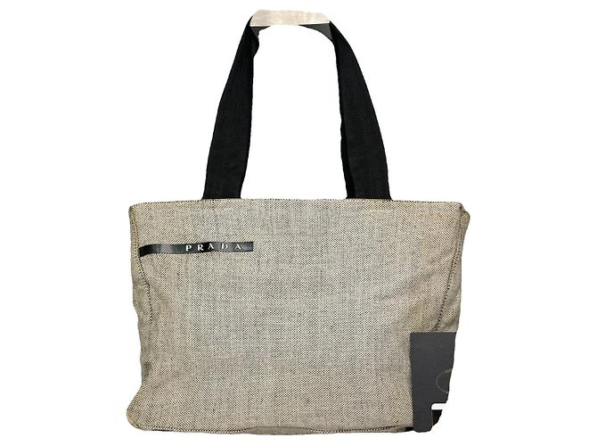 Bolso de mano de algodón negro Prada