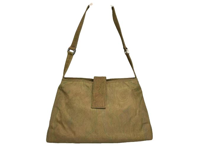 Bolsa de mão de algodão verde Etro