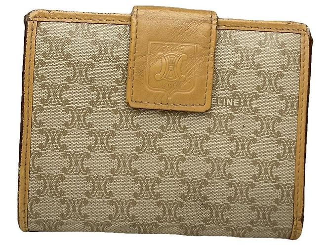 Céline Portafoglio in pelle beige Celine Triomphe