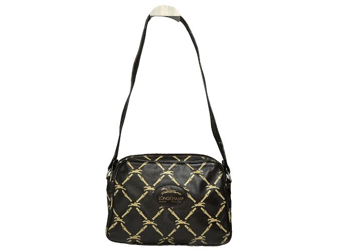 Bolsa de mão de couro marrom Longchamp