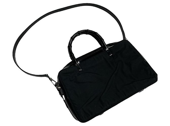 Gucci Bamboo Bullet schwarze Polyester-Handtasche