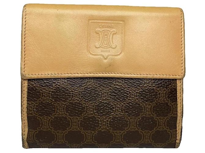 Céline Celine Triomphe Brown Leather Wallet