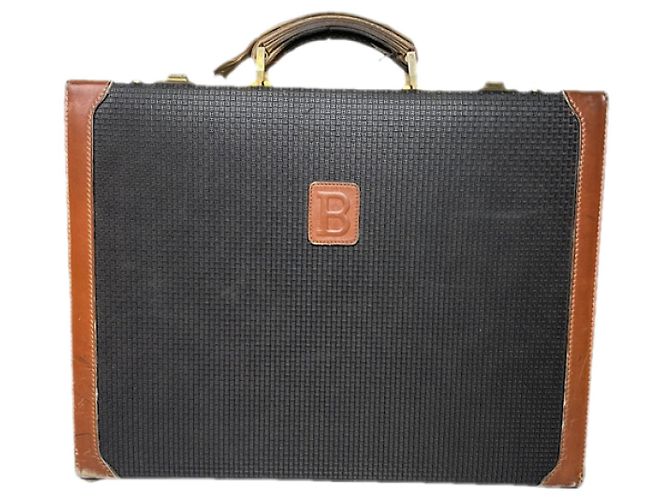 Bolsa de viagem em couro preto Bally
