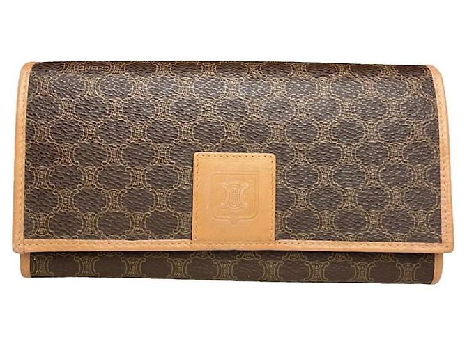 Céline Cartera de cuero marrón Celine Triomphe Castaño