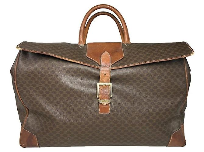 Céline Bolso de cuero marrón Celine Castaño