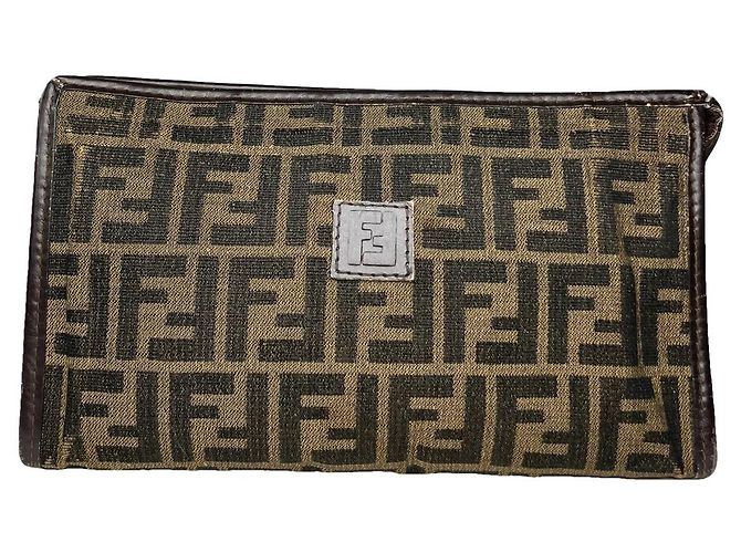 Fendi Baguette braune Baumwoll-Clutch