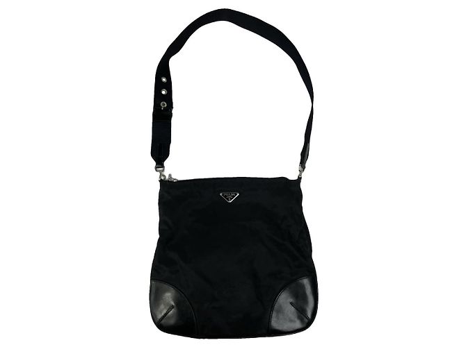 Prada Re-Edition 2000 Double Zip schwarze Polyester-Handtasche