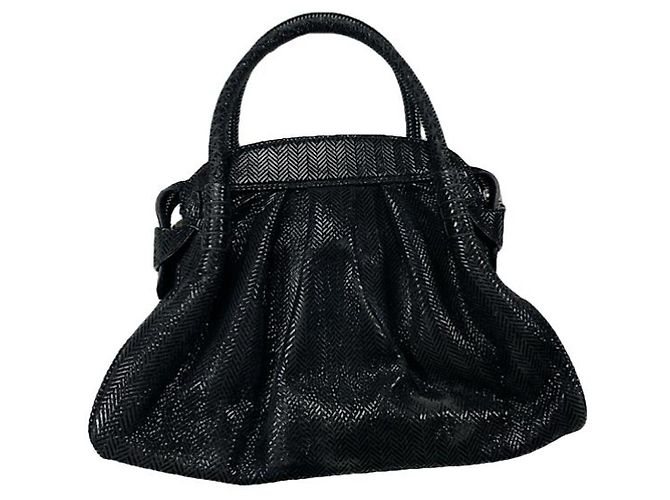 Schwarze Lederhandtasche von Giorgio Armani