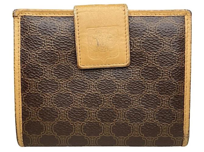 Céline Celine Triomphe Vintage Brown Leather Wallet