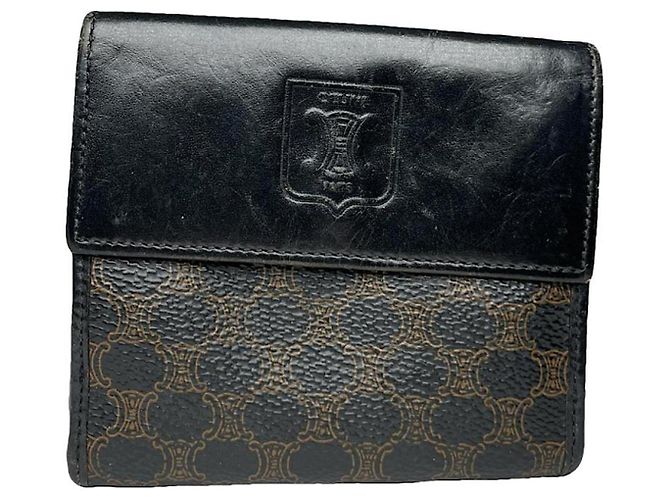 Céline Celine Triomphe schwarze Lederbörse