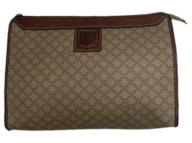 Céline Celine Triomphe Beiger Leder-Clutch