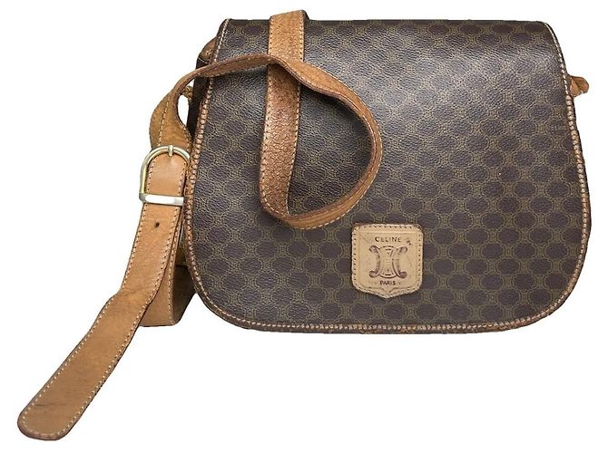 Céline Bolsa de mão de couro marrom Celine Triomphe