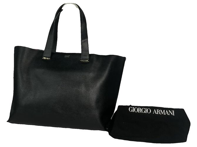 Giorgio Armani schwarze Lederhandtasche