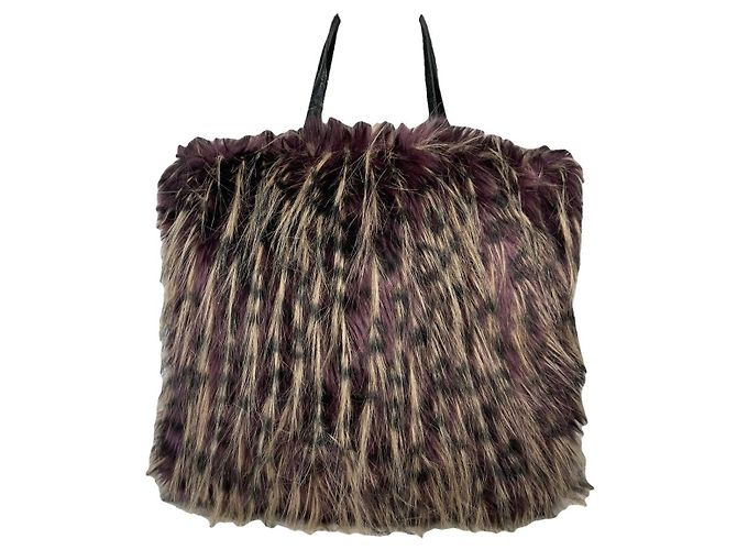 Borsa in pelliccia marrone Hiroko Koshino