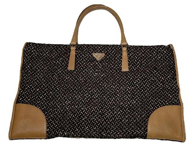 Sac à main en laine marron Prada Cleo