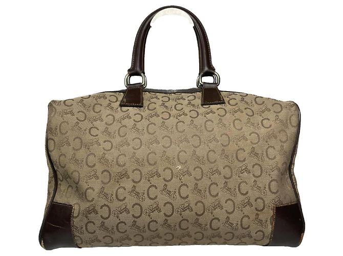 Céline Bolso de cuero marrón Celine Castaño