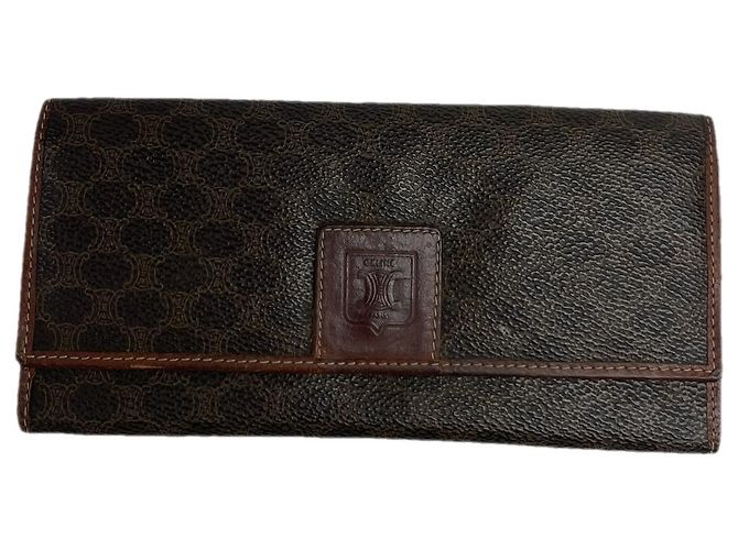 Céline Cartera de cuero marrón Celine Triomphe Castaño