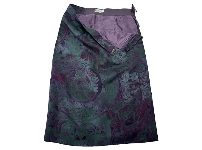 Falda de seda verde Yves Saint Laurent