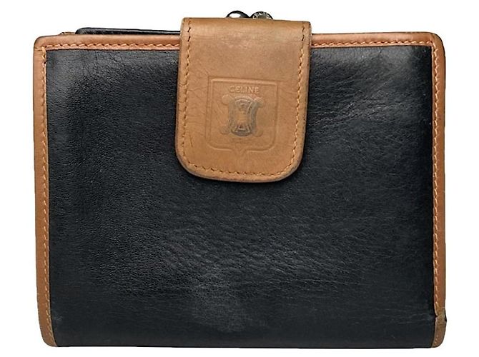 Céline Celine Triomphe Black Leather Wallet