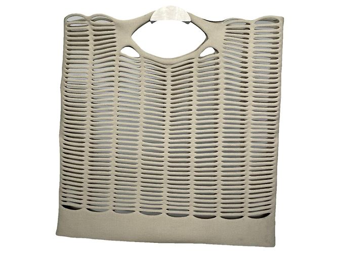 Bolso de mano de algodón beige Issey Miyake