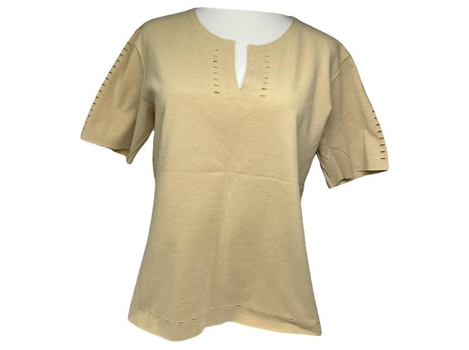 Top de lino beige Issey Miyake