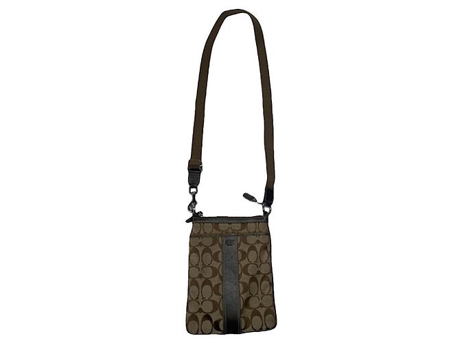 Bolso de mano de algodón marrón Sufflette Signature de Coach Castaño
