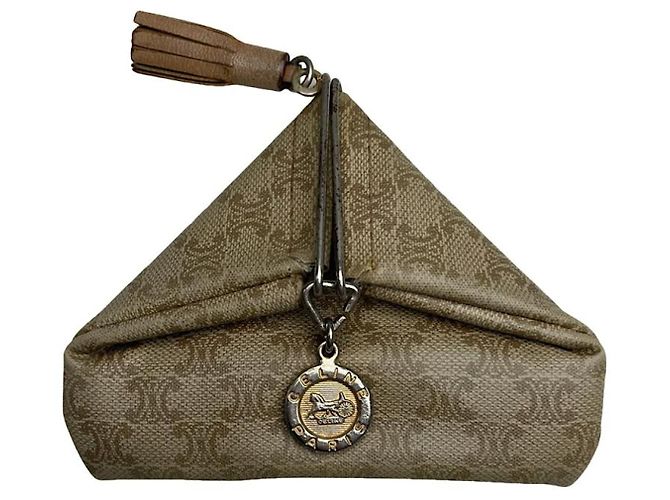 Céline Celine Triomphe Beige Leather Wallet