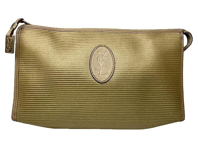 Clutch de linho bege Yves Saint Laurent 
