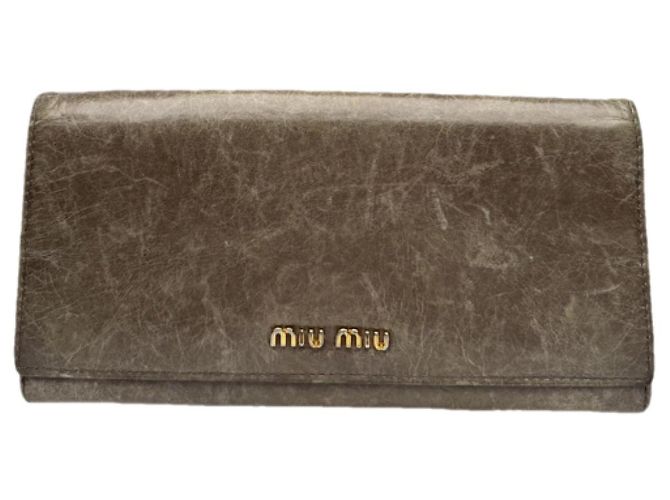 Cartera de cuero gris Miu Miu