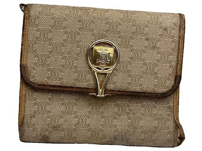 Céline Cartera de cuero beige Celine Triomphe