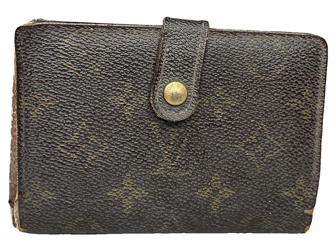 Carteira de couro marrom Louis Vuitton Flore