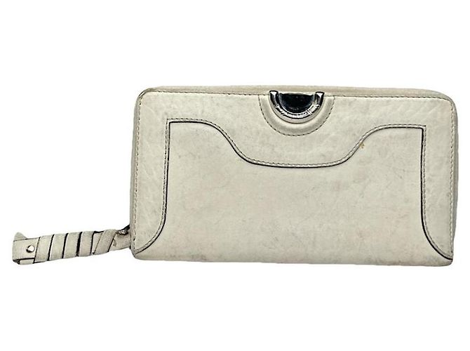 Céline Celine Triomphe White Leather Wallet