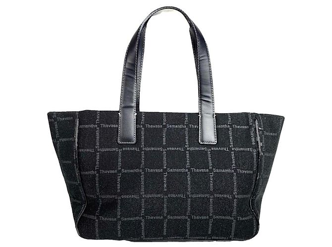Autre Marque Borsa a mano in cotone nero Samantha Thavasa