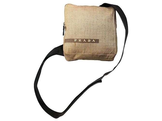 Jacquard Bolso de mano de algodón beige de Prada
